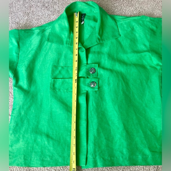 A La Mode By Xiao Linen Silk Lagenlook  Green Small Relaxed Oversized Artful - Picture 10 of 13